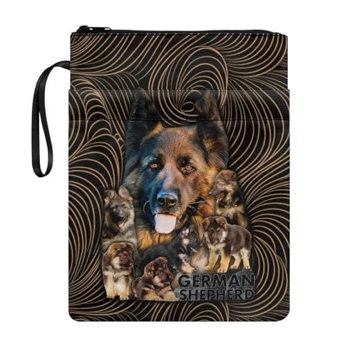 ZIATUBLES Deutscher Schäferhund Druck Buchhülle Buchhülle für Taschenbuch Cover Geldbörse Book Sox Waschbar Aufbewahrungstasche Wiederverwendbare Book Case Protector von ZIATUBLES