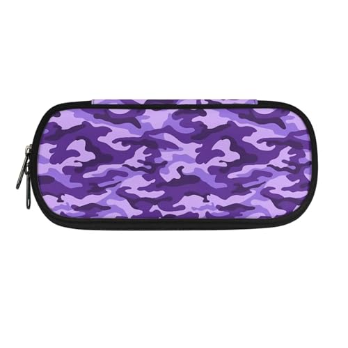 ZIATUBLES Federmäppchen, großes Fassungsvermögen, Stifteetui mit Reißverschlussfach, schmutzabweisend, modisch, für Schule, Büro, Camo Purple, Einheitsgröße, Federmäppchen von ZIATUBLES