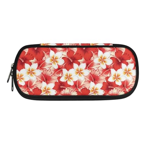 ZIATUBLES Federmäppchen mit Reißverschluss, Stiftehalter, Schreibwaren-Organizer für Schule, Büro, Hibiskus Frangipani Blume, Einheitsgröße, Federmäppchen von ZIATUBLES