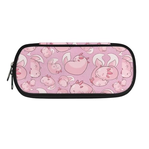 ZIATUBLES Federmäppchen mit Reißverschluss, Stiftehalter, Schreibwaren-Organizer für Schule, Büro, Niedliches Axolotl Pink, Einheitsgröße, Federmäppchen von ZIATUBLES