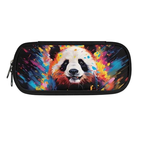 ZIATUBLES Federmäppchen mit Reißverschlussfach, großes Federmäppchen, Federmäppchen, Schreibwaren-Organizer für Schule, Büro, Wasserfarben-Panda, Einheitsgröße, Federmäppchen von ZIATUBLES