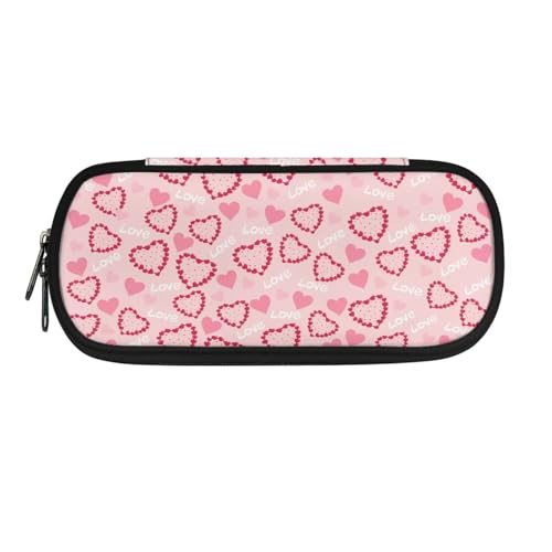 ZIATUBLES Federmäppchen mit doppeltem Reißverschluss, Federmäppchen, geräumiger Stifthalter, Tasche mit mehreren Schlitzen, Schreibwaren für Schule, Büro, Love Pink, Einheitsgröße, Federmäppchen von ZIATUBLES