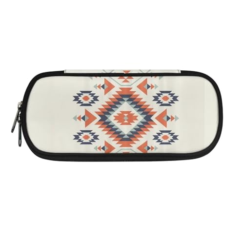 ZIATUBLES Federmäppchen mit großem Fassungsvermögen, strapazierfähiges Federmäppchen mit Reißverschlussfach für Unisex, Büro, Schule, American Tribal Geometric, Einheitsgröße, Federmäppchen von ZIATUBLES