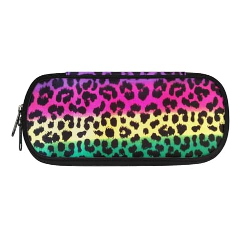 ZIATUBLES Federmäppchen mit mehreren Schlitzen, Stiftehalter, Schreibwaren-Organizer für Schule, Büro, Farbenfroher Leopard, Einheitsgröße, Federmäppchen von ZIATUBLES