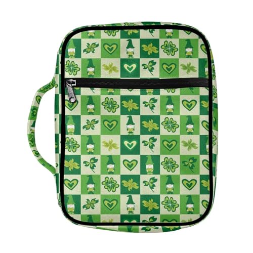 ZIATUBLES Kirchen-Bibelhüllen für Damen und Herren, St.Patrick-Thema, grüner Druck, große Kapazität, Bibelhüllen mit Reißverschlusstaschen, großer Buchhalter, Packung für Outdoor, Studium, Beten von ZIATUBLES