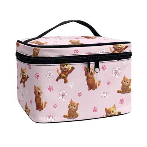 ZIATUBLES Kosmetiktasche für Damen, großes Fassungsvermögen, Make-up-Pack, Hautpflege-Halter, Kulturbeutel für Urlaub, Outdoor-Aktivitäten, Cartoon-Katzenpfoten-Blume, Einheitsgröße von ZIATUBLES