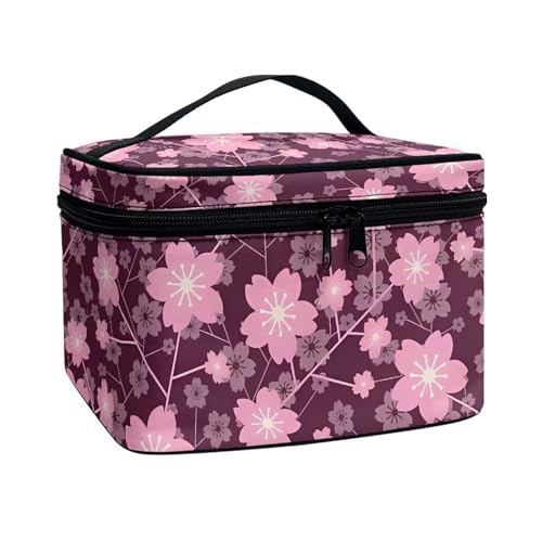 ZIATUBLES Kosmetiktaschen für Damen, großes Fassungsvermögen, tragbare Make-up-Tasche mit Tragegriff oben, für Urlaub, Outdoor, Cherry Blossom, Einheitsgröße von ZIATUBLES