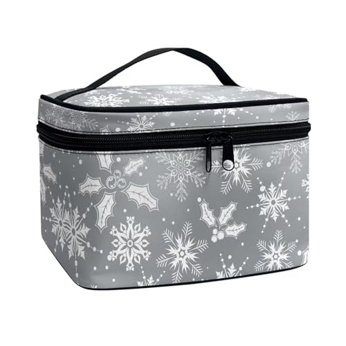 ZIATUBLES Kosmetiktaschen für Damen, großes Fassungsvermögen, tragbare Make-up-Tasche mit Tragegriff oben, für Urlaub, Outdoor, Snowflake, Einheitsgröße von ZIATUBLES