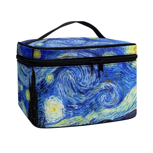 ZIATUBLES Kosmetiktaschen für Damen, großes Fassungsvermögen, tragbare Make-up-Tasche mit Tragegriff oben, für Urlaub, Outdoor, Van Gogh Sternennacht, Einheitsgröße von ZIATUBLES