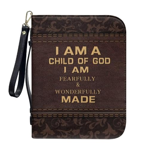 ZIATUBLES Kunstleder-Bibelhülle, Kirche, Bibeltasche, Buch-Organizer, Halter für Gebet, christlich, L-2XL, Brauner Bibelvers mit Blumenmuster, XXL von ZIATUBLES