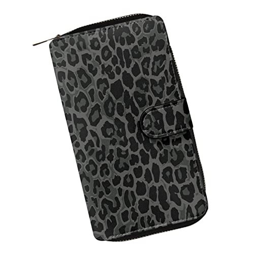 ZIATUBLES Lady Long Wallet Durable Wallet PU Leather Card Wallet with Money Clip Credit Card Holder Zip Card Case Coin Purse, Schwarz Leopard, Einheitsgröße von ZIATUBLES