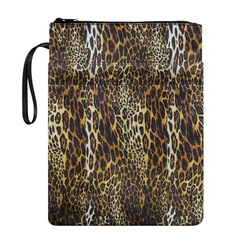 ZIATUBLES Leopard Print Book Sleeve Book Cover for Paperback Cover Purse Book Sox Washable Storage Bag Reusable Book Case Protector von ZIATUBLES