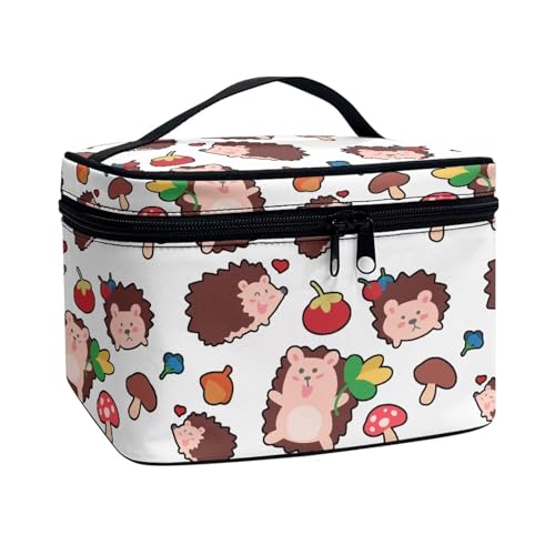 ZIATUBLES Make-up-Tasche, großes Fassungsvermögen, Kosmetiktasche für Damen, Kulturbeutel, Aufbewahrungstasche für Teenager, Zug, Hautpflege-Halter, Cartoon-Igel, Einheitsgröße von ZIATUBLES