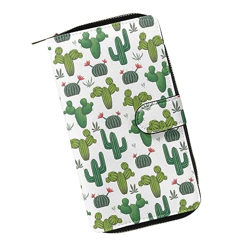 ZIATUBLES PU Leder Brieftasche Kreditkarte Halter Frauen Brieftasche Dame Haspe Geldbörse Weibliche Außen Clip Tasche Münze Lange Langlebige Brieftasche, cactus, Einheitsgröße von ZIATUBLES