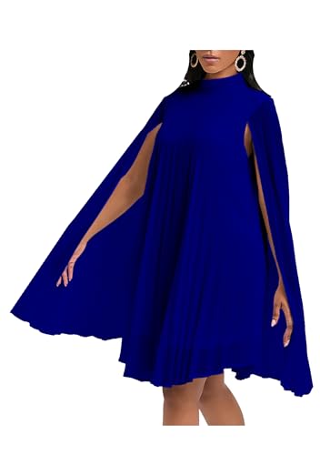 ZICUE Damen Cocktail Party Kleid Elegantes Chiffon Mantel Kleid Club Knielange Kleider Blau 2XL von ZICUE