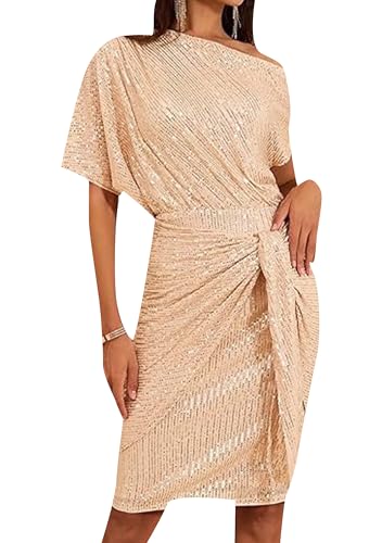 ZICUE Damenmode Elegantes Kleider Casual Formelle Paillette Sparkly Party Kleid Aprikose S von ZICUE