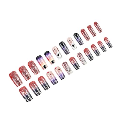 24 PCs Herzklick Auf Nägeln Falsche Nägel Sternenhimmel Künstliche Nägel Glitzernde Presse Auf Nägeln Für Frauen Mädchen von ZIDDAR