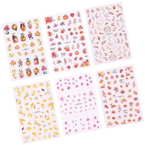 6 Blätter Von Inspirierten Ahornblätter Und Kürbisnägel Aufkleber Nails Decoration For Nails Art Enthusiasten von ZIDDAR