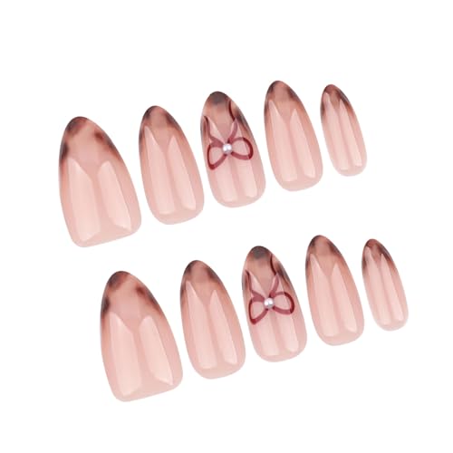 Französische Tipps Drücken Nägel Acrylstab Auf Nägeln Mit Bowknot Leoparden Muster Winter False Nails Für Frauen Und Mädchen von ZIDDAR