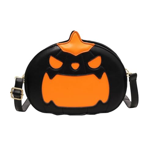 Umhängetasche Für Damen Und Mädchen Kürbisform PU Leder Mit Cartoon Aufdruck Für Halloween Neuheit Lustiger Teufel Umhängetasche von ZIDDAR