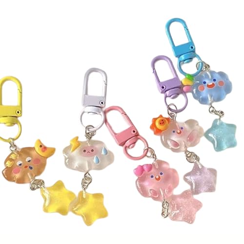 ZIDDAR 5pieces Schöne Wolken Und Sternschlüsselkettenzubehör Set Einzigartiger Schlüsselringe Anhänger Für Stilvolle Personen Und Geschenkgeben von ZIDDAR