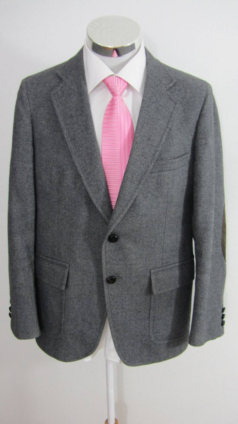 Vintage Adams Row Richman Mens Gray Sport Coat Jacket Blazer Patch Sleeve Size 42S von ZIEHO