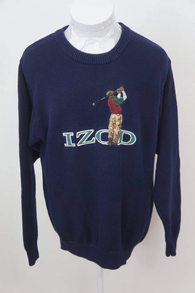 Vintage Izod Sweater Mit Graphic Golfer-Vintage Golfer Sweater-Navy Blue-Men Es Medium von ZIEHO