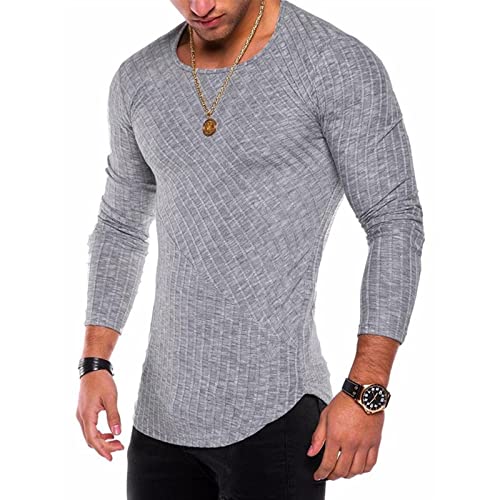 ZIFIS Solide Herren Pullover - Plus Größe S-4XL Slim Fit Pullover Herren Frühling Herbst Dünner O-Ausschnitt Strickpullover Herren Casual (Color : Light grey1, Size : S) von ZIFIS