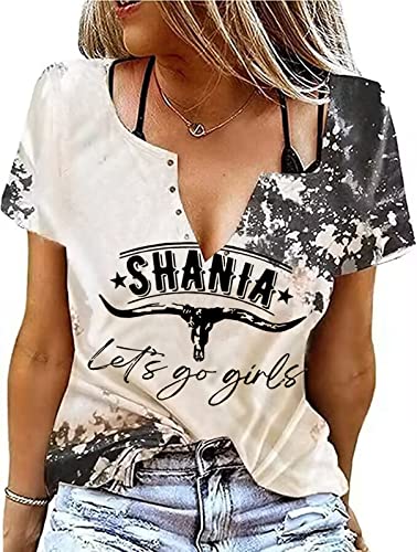 Retro Western Bull Skull Cow Hide Bleached Shirt Frauen Country Music Shirt Cute Cattle Skull Graphic Rodeo Cowboy Tops, Wie abgebildet - 8, X-Groß von ZIFOTA
