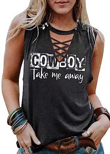 Western Country Musik Tank Tops Frauen Vintage Grafik Cowgirl Shirt Sommer Ärmellos Cowboy Rodeo Tank Weste, Wie gezeigt5, Klein von ZIFOTA