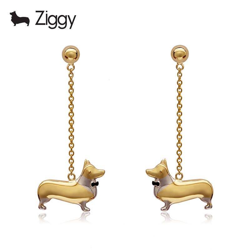 18K Solid Gold Corgis Ohrstecker Baumeln Ohrring Niedlichen Hund Schmuck Welsh Liebhaber Geschenk Zierlichen Tier Feinen von ZIGGYJEWELRY