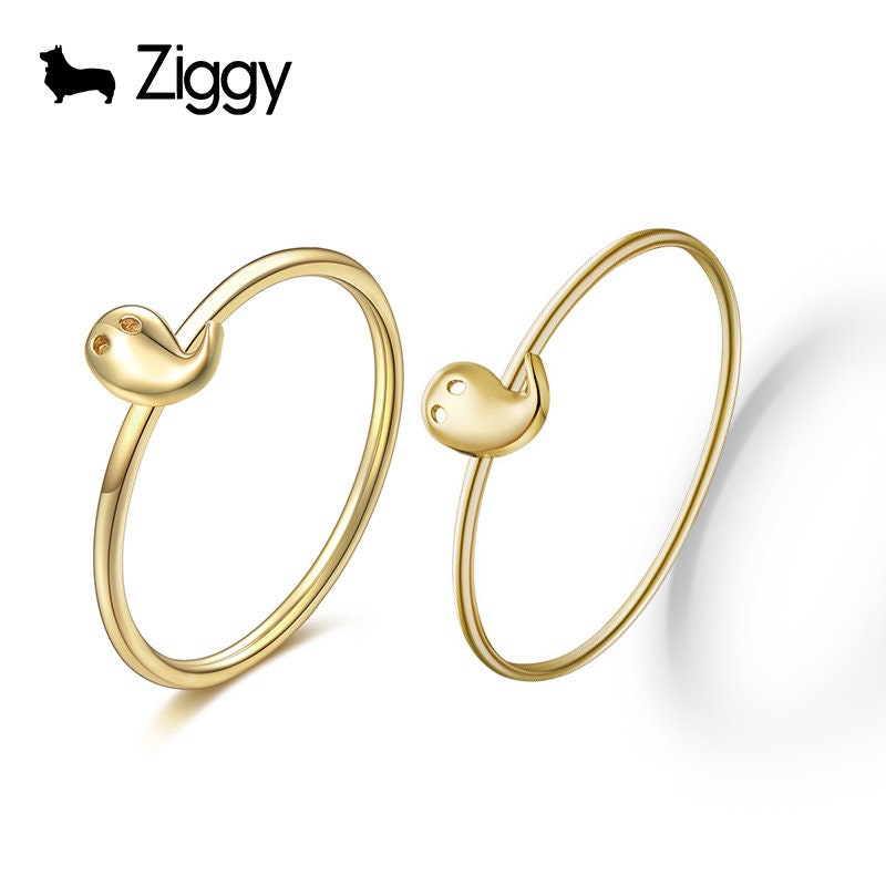 18K Solid Gold Geist Ring, Midi Knuckle Minimal Goldring, Dünner Niedlicher Geist, Einzigartiger Zarter Muttertagsgeschenk von ZIGGYJEWELRY