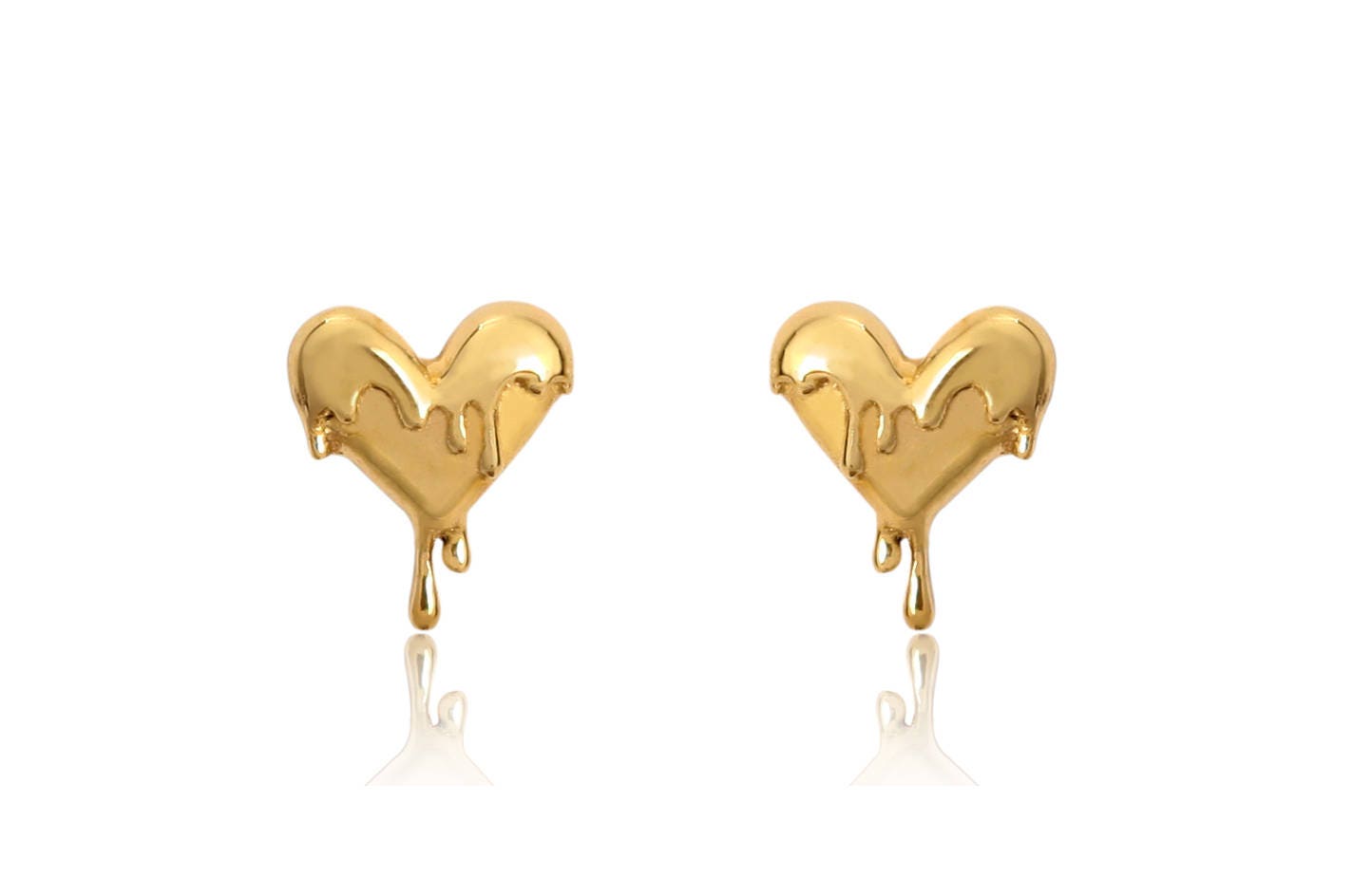 18K Solid Gold Schmelzherz Ohrringe Ohrstecker, Kleine Zierlich, Ohrringe, Muttertagsgeschenk von ZIGGYJEWELRY