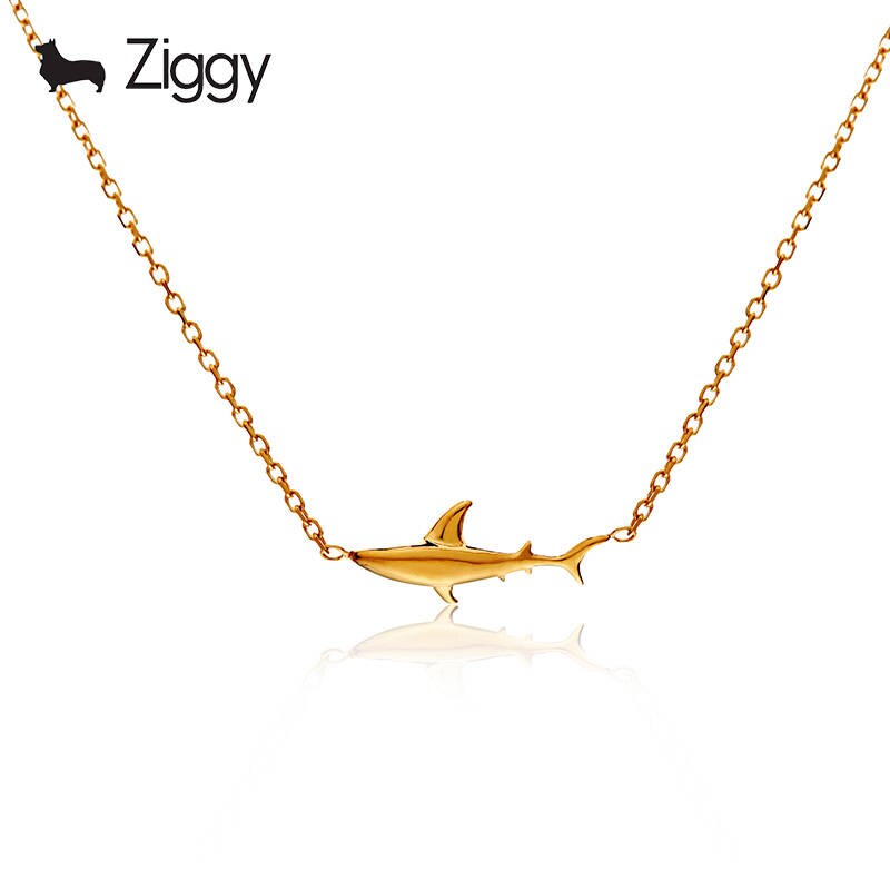 Solide 18K Gold Hai Halskette, Dünne Goldkette, Natur Strand Schmuck, Zierliche Muttertagsgeschenk von ZIGGYJEWELRY