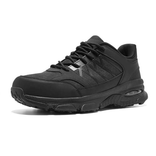 ZIGSAM Sicherheitsschuhe Damen Bequem Arbeitsschuhe Wanderschuhe rutschfest Leicht Schutzschuhe Stahlkappenschuhe Sportliche Schuhe Luftkissen(37, Schwarz) von ZIGSAM