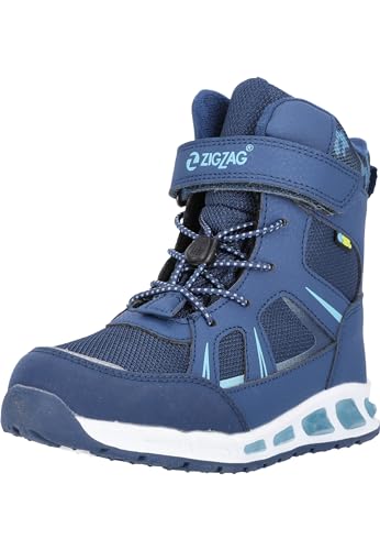 ZIGZAG Kinder Kinder Winterstiefel Clementu I Kids Boots WP mit Licht I Gummistiefel Mädchen und Jungen I wetterfeste gefütterte Schuhe Stiefeletten 2034 Poseidon 35 von ZIGZAG