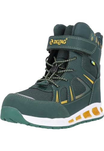 ZIGZAG Kinder Kinder Winterstiefel Clementu I Kids Boots WP mit Licht I Gummistiefel Mädchen und Jungen I wetterfeste gefütterte Schuhe Stiefeletten 3175 Trekking Green 28 von ZIGZAG