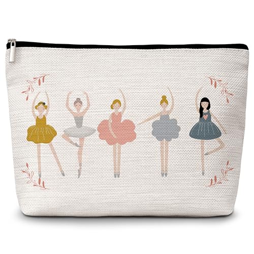 ZIIUFRN Elegante Tänzerin Geschenke für Frauen, Ballettliebhaber, Make-up-Tasche, Tanzende Mädchen, Reise-Kosmetiktasche für Lehrer, Freunde, Schwester, Mädchen, Geburtstagsgeschenke – A21, Mehrfarbig von ZIIUFRN