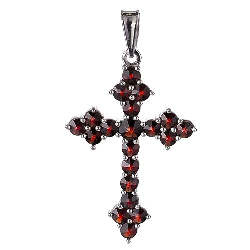 ZIKLARS Granat-Schmuck für Frauen – Bohemian-Granat-Kreuz-Anhänger, inklusive 925er-Sterlingsilber-Kette – Sterlingsilber-Schmuckkollektion, hergestellt in der Tschechischen Republik, Edelstein, von ZIKLARS