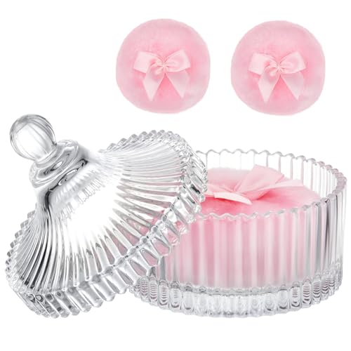 Puderquaste und Behälter, Puderquaste, Kristallbehälter, Puderbehälter mit Puderquaste, Behälter für Babys, Damen, loses Staubpuder, 3 Stück Puderquaste und Behälter, Puderquaste, Kristallbehälter, Puderbehälter mit Puderquaste, Behälter für Babys, Damen, loses Staubpuder, 3 Stück von ZILAMGOO