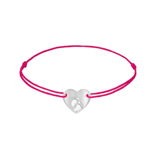 ZILIA Jewelry Armband Silber 925 Babyfüsse im Herzen Magenta, L 0.5 Gramm von ZILIA