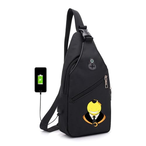 Assassinati-on Schultertasche Herren, Sport Wasserdicht Rucksack Klein, Anti-Diebstahl Crossbody Bag für Männer Frauen Wandern Reisen Radfahren(Color:Black 1) von ZILUXI