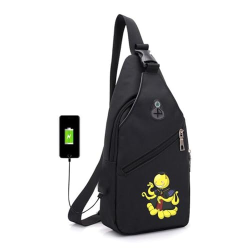 Assassinati-on Schultertasche Herren, Sport Wasserdicht Rucksack Klein, Anti-Diebstahl Crossbody Bag für Männer Frauen Wandern Reisen Radfahren(Color:Black 10) von ZILUXI