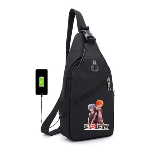 Assassinati-on Schultertasche Herren, Sport Wasserdicht Rucksack Klein, Anti-Diebstahl Crossbody Bag für Männer Frauen Wandern Reisen Radfahren(Color:Black 6) von ZILUXI