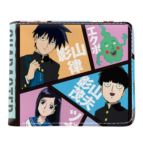 M-ob Psyc-ho 100 Anime Geldbeutel, Cartoon Comics Portemonnaie Klein, PU-Leder Geldbörse Brieftasche Wallet, für Teenager und Junge Mädchen(Color:Multicolor 1) von ZILUXI