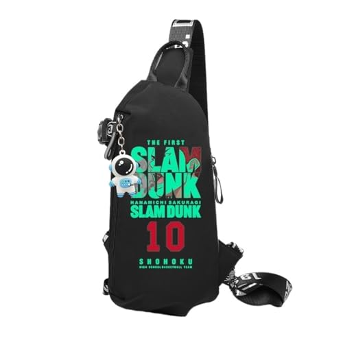 Sl-am Du-nk Schultertasche Herren, Sport Wasserdicht Rucksack Klein, Anti-Diebstahl Crossbody Bag für Männer Frauen Wandern Reisen Radfahren(Color:Black 7) von ZILUXI