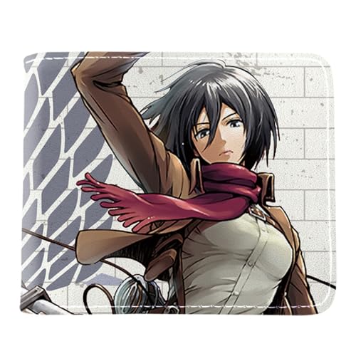 ZILUXI Attack On Ti-tan Geldbeutel Anime Mittelgroß, Zweifach Gefalteter Geldbörse Klein, PU-Leder Wallet Geldbörsen mit Münzfach, für Anime-Fan-Geschenke Jungen und Mädchen(Color:Multicolor 3) von ZILUXI