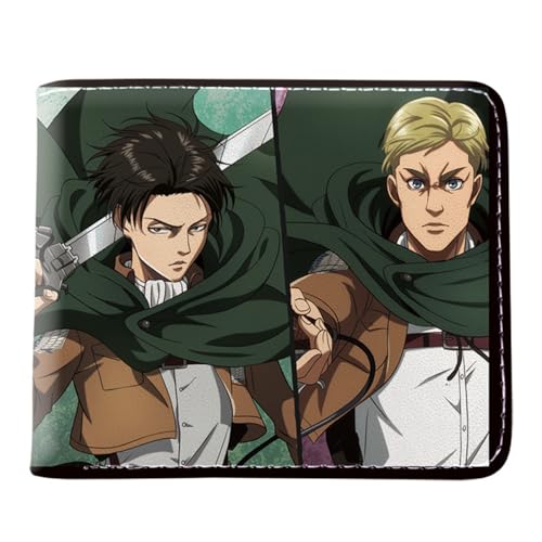 ZILUXI Attack On Ti-tan Geldbeutel Anime Mittelgroß, Zweifach Gefalteter Geldbörse Klein, PU-Leder Wallet Geldbörsen mit Münzfach, für Anime-Fan-Geschenke Jungen und Mädchen(Color:Multicolor 5) von ZILUXI