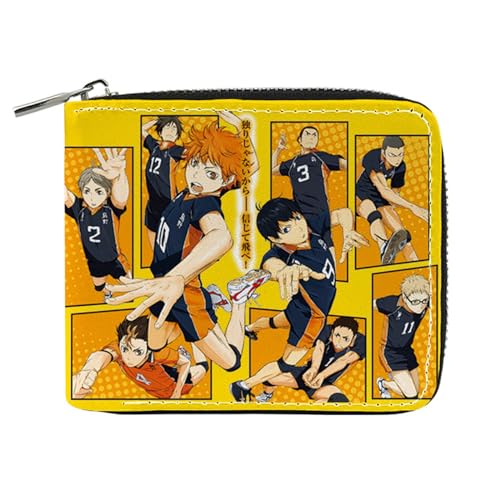 ZILUXI Haiky-uu!! Kinder Geldbeutel Jungs, Reißverschluss Portemonnaie Leder, Scheckkartenetui für Geburtstagsgeschenk Jugend(Color:Multicolor 14) von ZILUXI