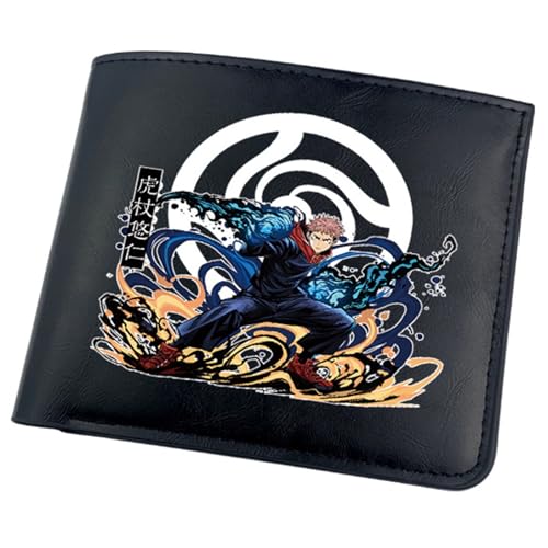 ZILUXI Jujut-su Kais-en Anime-Geldbörsen, Zweifach Gefalteter Geldbörse Klein, PU-Leder Wallet Geldbörsen mit Münzfach, für die Schule Familie Jungen Mädchen Anime Fans(Color:Black 13) von ZILUXI